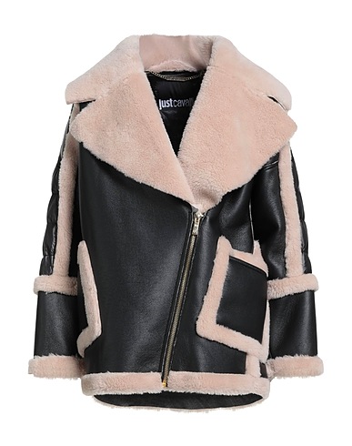JUST CAVALLI Teddy Coat Black 100% Polyurethane, Polyester, Wool, Polyamide