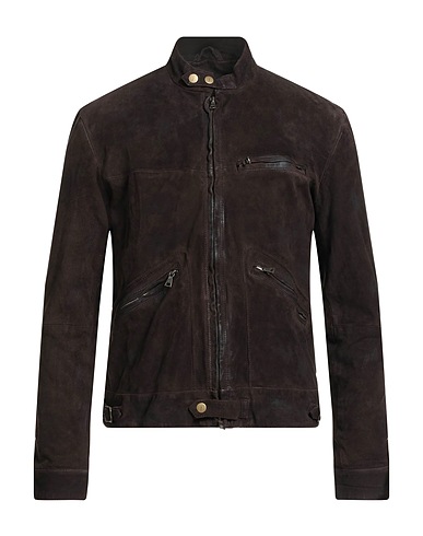 JOHN VARVATOS Biker jacket Dark brown 100% Goat skin