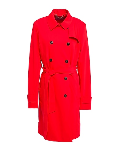 MARELLA Double breasted pea coat Red 51% Cotton, 43% Polyamide, 6% Elastane