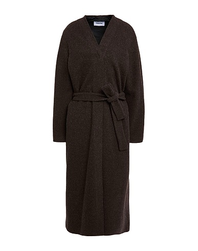 HACHE Coat Dark brown 78% Wool, 20% Polyamide, 2% Elastane