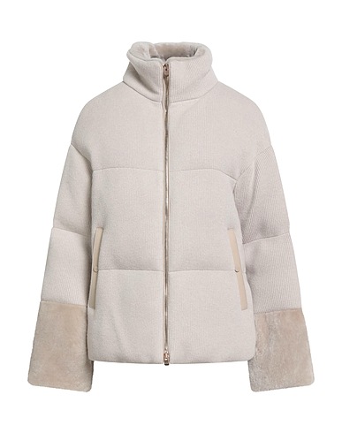 AGNONA Shell jacket Off white 100% Cashmere, Polyester, Calfskin, Lamb Shearling, Metal