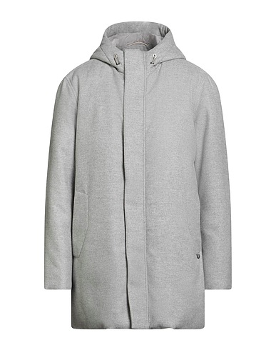 AGNONA Coat Light grey 51% Silk, 49% Cashmere, Calfskin, Metal