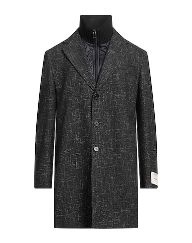 PAOLONI Coat Black 52% Wool, 15% Cotton, 14% Polyester, 11% Acrylic, 8% Polyamide
