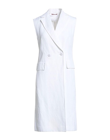 MAX MARA STUDIO Double breasted pea coat White 70% Viscose, 30% Linen