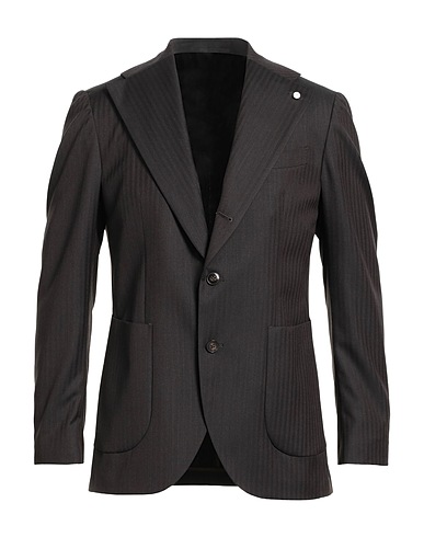 LUIGI BIANCHI Mantova Blazer Dark brown 100% Virgin Wool