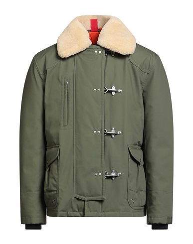 FAY Shell jacket Military green 83% Cotton, 17% Polyamide, Acrylic, Wool, Lambswool
