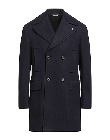 MANUEL RITZ Coat Midnight blue 57% Polyester, 39% Acrylic, 4% Wool