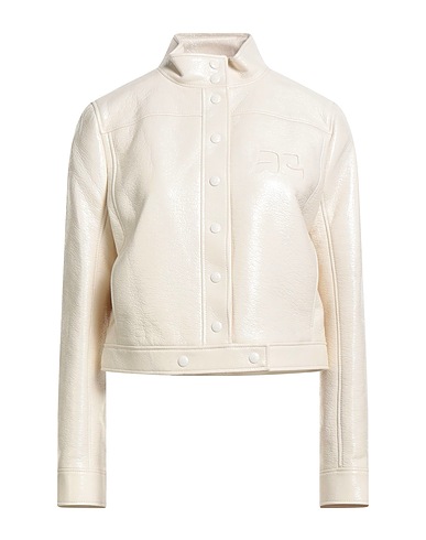COURRÈGES Biker jacket Cream 92% Cotton, 8% Polyurethane