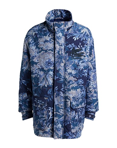 ETRO Coat Blue 60% Cotton, 40% Polyester, Polyamide, Synthetic fibers, Virgin Wool