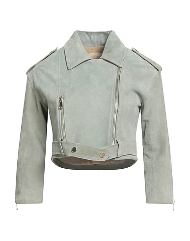 CLAUDIE Biker jacket Sage green 100% Leather