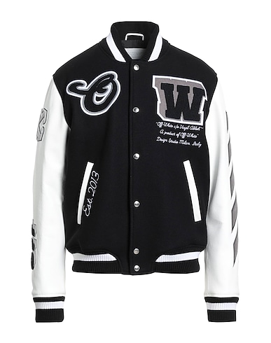OFF-WHITE™ Jacket Black 75% Virgin Wool, 25% Polyamide, Cow leather, Wool, Elastane