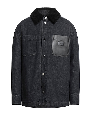FENDI Denim jacket Blue 100% Cotton, Shearling