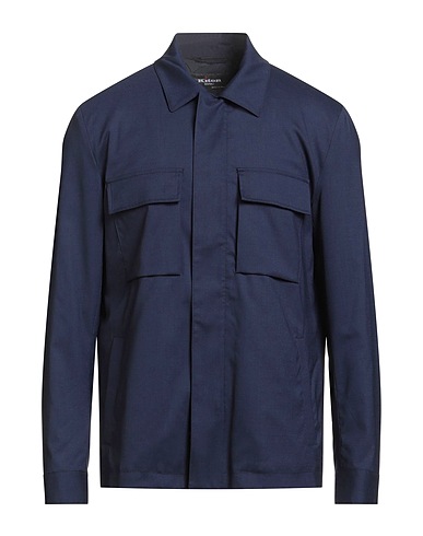 KITON Jacket Navy blue 92% Virgin Wool, 4% Polyamide, 4% Elastane, Lambskin