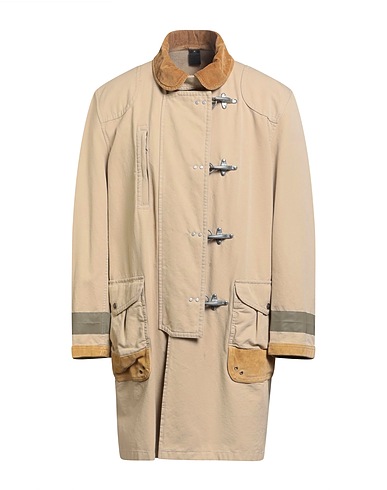 FAY ARCHIVE Dufflecoat Beige 100% Baumwolle, Kalbsleder
