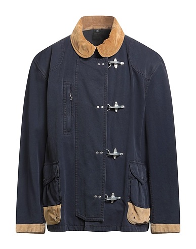 FAY ARCHIVE Giubbotto Blu notte 100% Cotone, Pelle di vitello