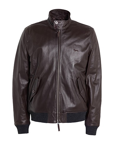 HARMONT & BLAINE Biker jacket Dark brown 100% Leather