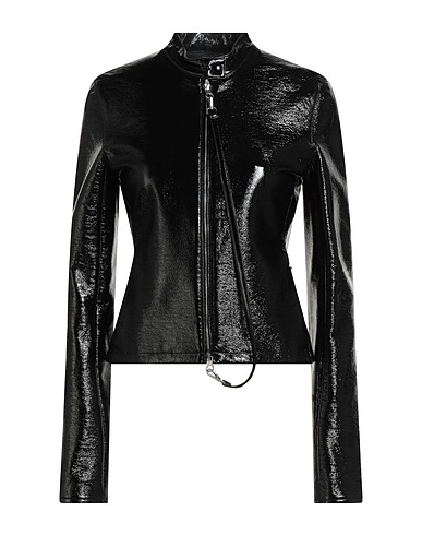 COURRÈGES Biker jacket Black 88% Cotton, 10% Polyurethane, 2% Elastane