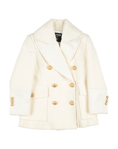 BALMAIN Coat Ivory 65% Cotton, 35% Virgin Wool