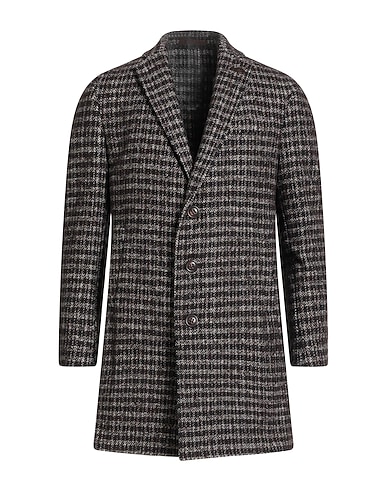 TORRE UOMO Coat Dark brown 55% Acrylic, 25% Polyester, 16% Wool, 4% Other Fibres