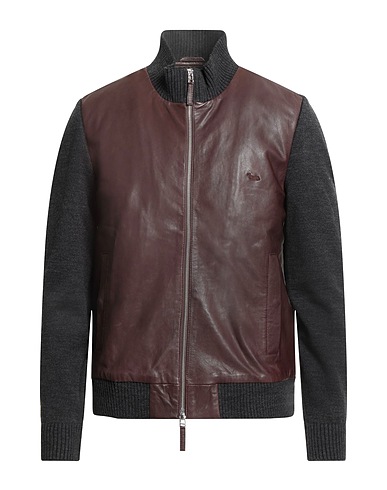 HARMONT & BLAINE Jacket Dark brown 100% Leather, Acrylic