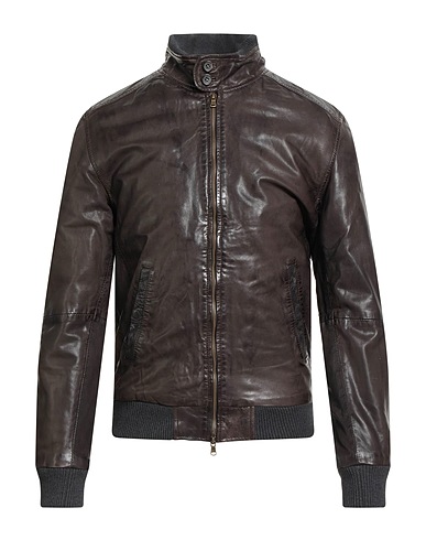 D'AMICO Jacket Dark brown 100% Leather