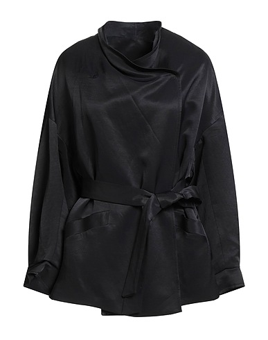 GUTTHA Double breasted pea coat Black 77% Viscose, 23% Linen