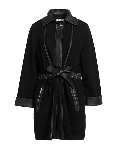 MAX & MOI Coat Black 90% Merino Wool, 10% Cashmere, Lambskin