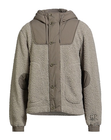 C.P. COMPANY Teddy Coat Grey 100% Polyester, Polyamide