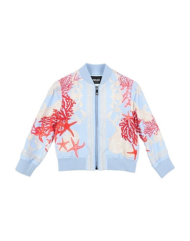 VERSACE YOUNG Jacket Sky blue 100% Viscose, Cotton, Elastane, Polyamide