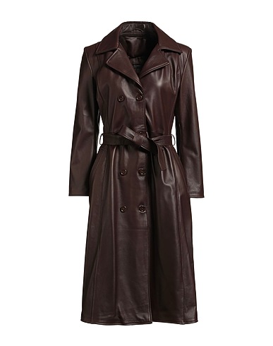 STREET LEATHERS Double breasted pea coat Chocolate brown 100% Leather