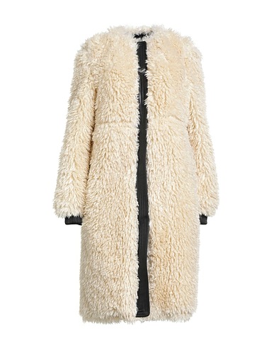 PATRIZIA PEPE Teddy Coat Beige 95% Polyester, 5% Elastane