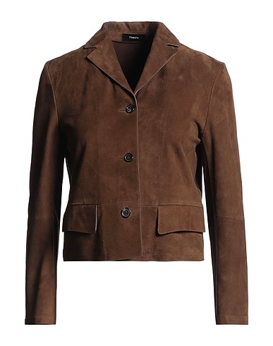 THEORY Jacket Brown 100% Goat skin