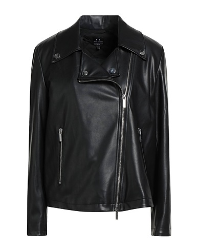 ARMANI EXCHANGE Biker jacket Black 100% Polyester, Polyurethane