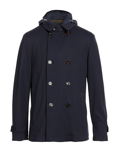 MOORER Double breasted pea coat Midnight blue 65% Viscose, 30% Polyamide, 5% Elastane
