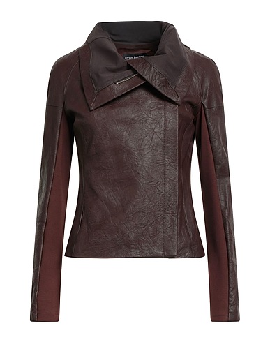 STREET LEATHERS Кожаная куртка Тёмно-коричневый 100% Кожа, Вискоза, Нейлон, Эластан