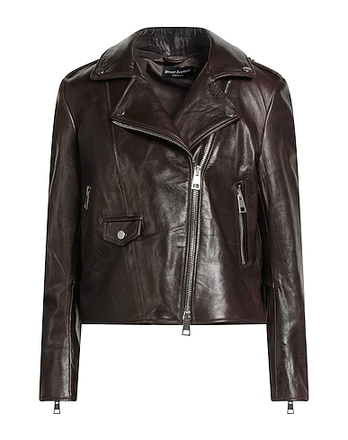 STREET LEATHERS Biker jacket Dark brown 100% Leather