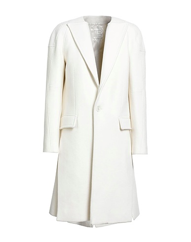 BALMAIN Coat Off white 70% Virgin Wool, 25% Polyamide, 5% Wool
