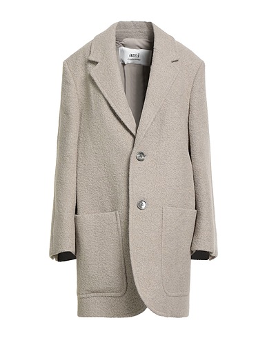 AMI ALEXANDRE MATTIUSSI Coat Grey 58% Virgin Wool, 25% Llama wool, 6% Cotton, 6% Viscose, 5% Recycled polyamide