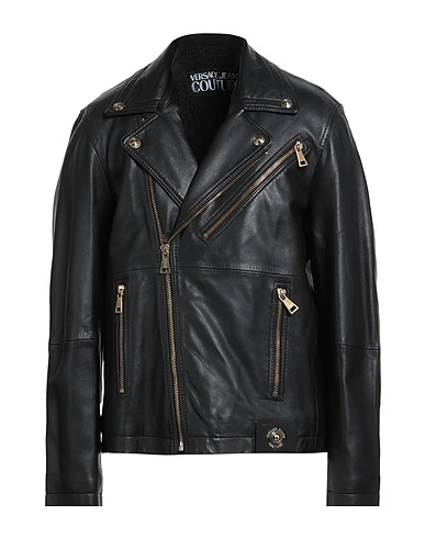 VERSACE JEANS COUTURE Biker jacket Black 100% Lambskin