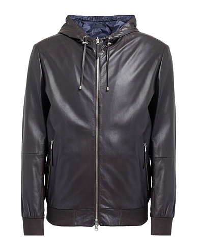 D'AMICO Jacket Dark brown 100% Leather