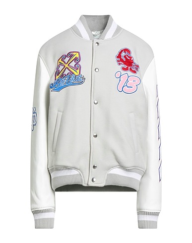 OFF-WHITE™ 가죽 자켓 라이트 그레이 100% 가죽, 버진 울, 폴리아미드