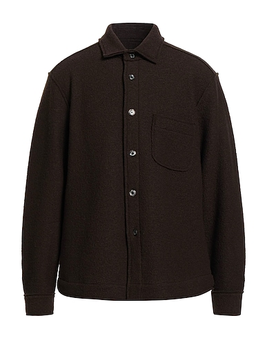 XACUS Solid color shirt Chocolate brown 52% Virgin Wool, 48% Viscose