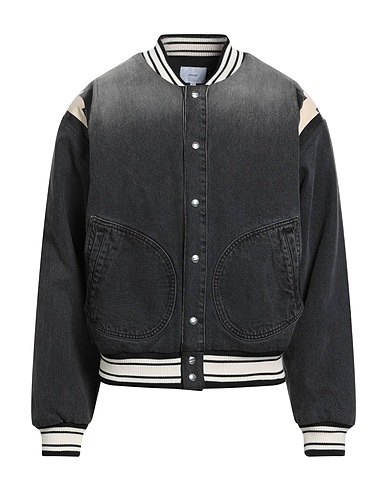 RHUDE Denim jacket Black 100% Cotton, Lambskin, Polyester, Elastane