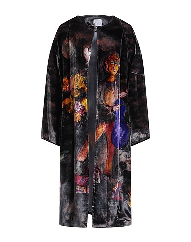 STELLA JEAN Full-length jacket Charcoal 70% Viscose, 30% Silk