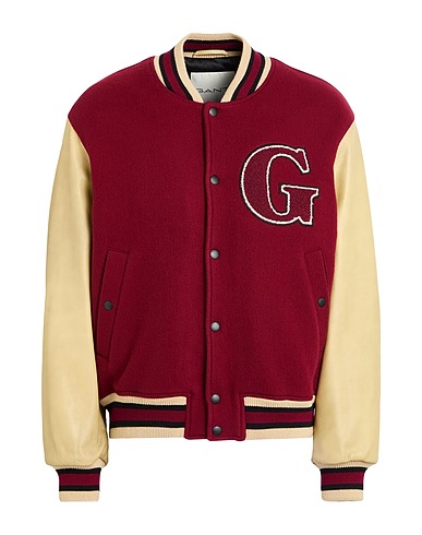 GANT Jacket Burgundy 75% Wool, 25% Polyamide, Calfskin