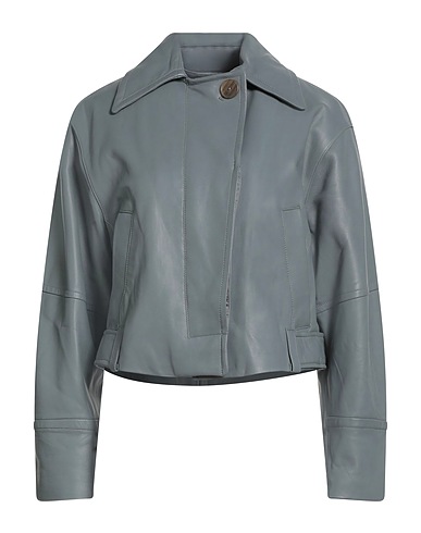 VINCE. Giubbotto Grigio 100% Pelle di agnello