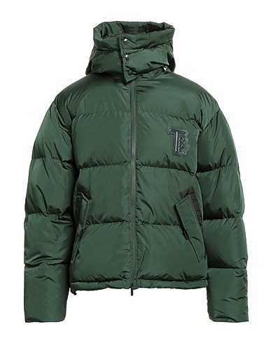 TOD'S Shell jacket Dark green 100% Polyamide, Cow leather