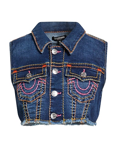 TRUE RELIGION Denim jacket Blue 68% Cotton, 26% Polyester, 5% Rayon, 1% Elastane