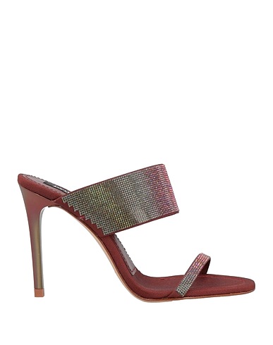 PEDRO GARCÍA Sandals Chocolate brown Textile fibres, Swarovski® Crystal