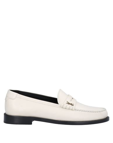 Saint Laurent Lambskin Penny Loafers In Ivory